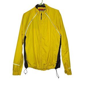 Novara Yellow Cycling Jacket XL Reflective Strips‎ Zip Pouch Removable Sleeves